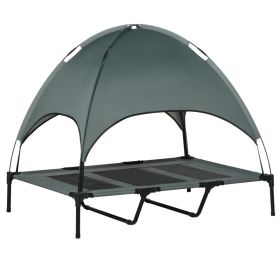 48" x 36" Elevated Portable Dog Cot Cooling Pet Bed with UV Protection Canopy Shade (Option: Grey-910x230x100 mm)