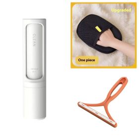 2-1 Reusable Pet Hair Remover Brush Lint Roller Portable Effective Self Cleaning Tool for Cat Dog Fur Hair Dust Removal Brush (Option: White Set)