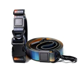 Trendy Gradient Printed PVC Dog Leash & Collar Set, Waterproof Durable Pet Lead with Unique Pattern, Adjustable for Small Medium Large Dogs (Pattern: Blue Honeycomb, size: S)